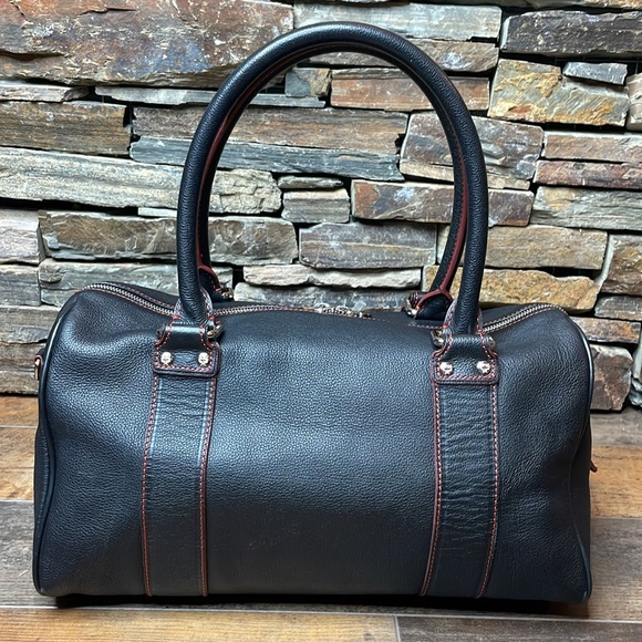 MCM Boston Bag In Black & Red Leather With Silver Hardware 🔥 - Picture 5 of 17